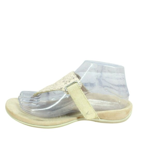 Vionic Wanda Tan Leather Slip-On Embossed Snake Flip Flop Sandals Size 7 Wide - Picture 1 of 9